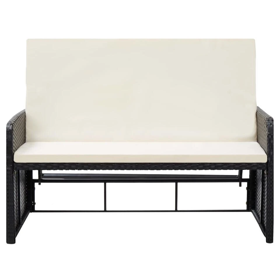 VidaXL 2-delige Loungeset Met Kussens Poly Rattan Zwart - Afbeelding 3