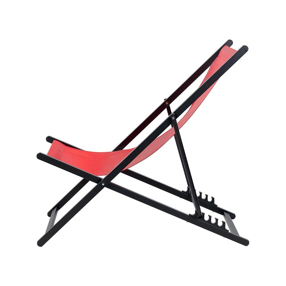 Beliani Tuinligstoel LOCRI II - Rood Synthetisch Materiaal, Aluminium - Afbeelding 4