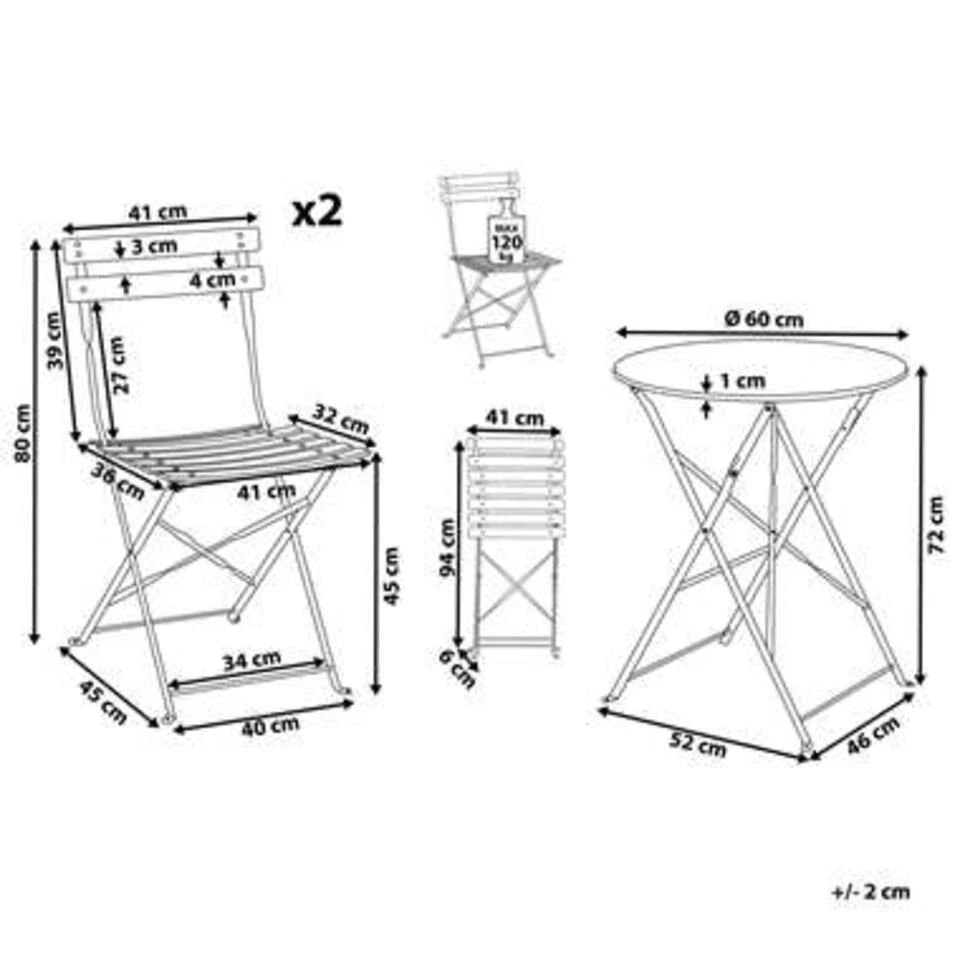 Beliani Bistroset FIORI - Grijs Staal - Afbeelding 4