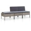 VidaXL 3-delige Loungeset Met Kussens Poly Rattan Grijs