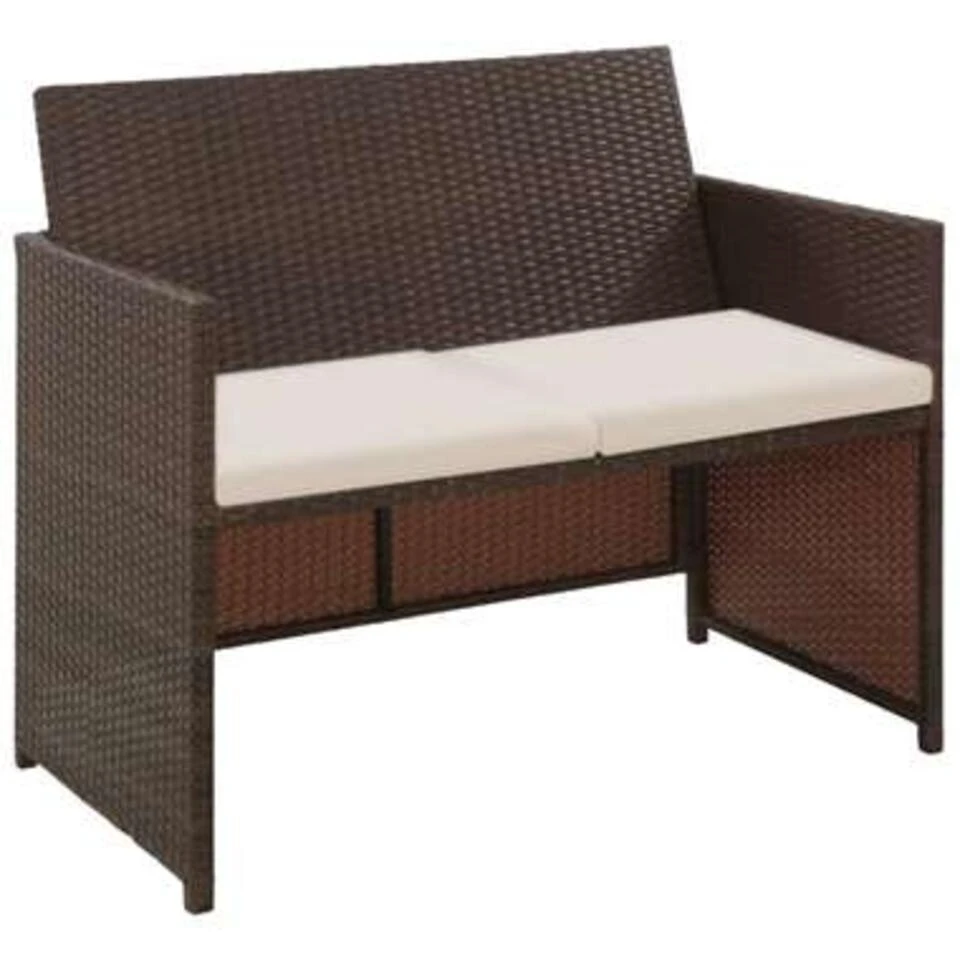 VidaXL 4-delige Loungeset Met Kussens Poly Rattan Bruin - Afbeelding 3