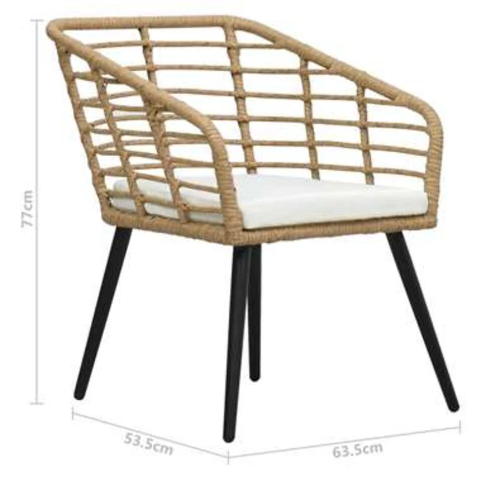 VidaXL 3-delige Bistroset Poly Rattan Eikenkleurig - Afbeelding 2