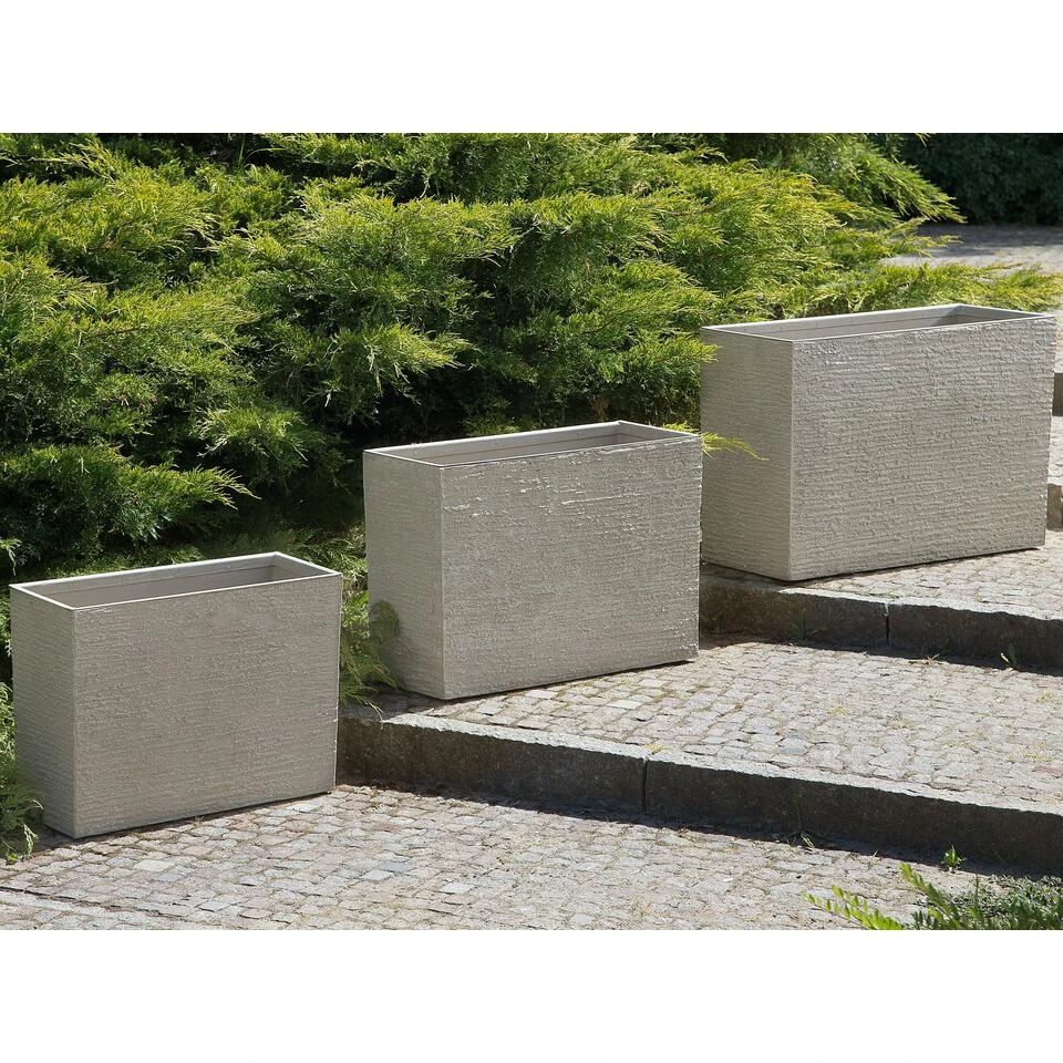Beliani Plantenbak Voor Buiten EDESSA - Beige Stenenmix - Afbeelding 2