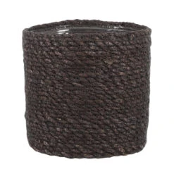 Mica Decorations Plantenmand - Grijs - Rotan - 16 X 16 Cm