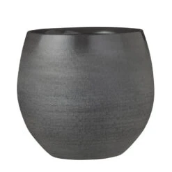 Mica Decorations Bloempot - Grijs Met Relief - Keramiek - 23 X 20 Cm