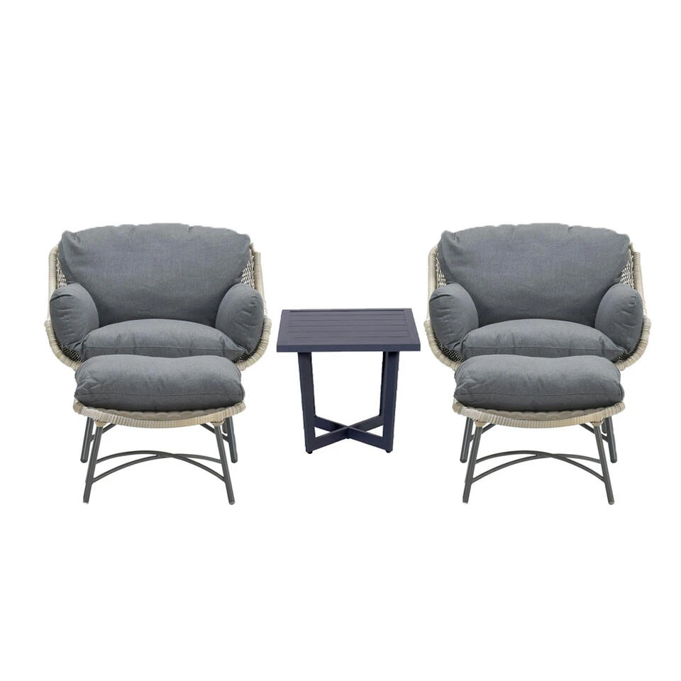 Garden Impressions Selene Loungestoelen Met Bijzettafel - Donker Grijs - Afbeelding 2