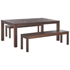 Beliani Tuintafelset TUSCANIA - Donkere Houtkleur Eucalyptushout