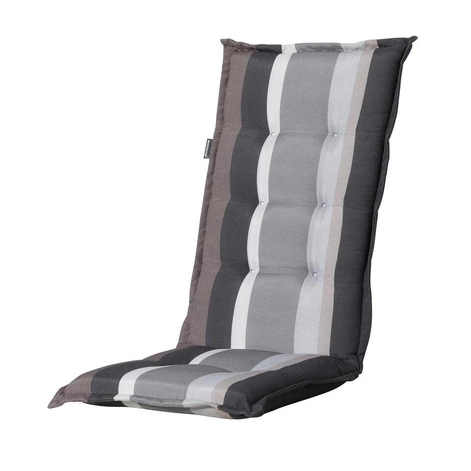 Madison - Tuinkussens Hoge Rug Stripe Grey - 123x50 - Grijs