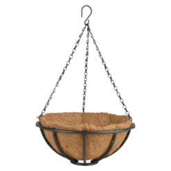 Esschert Design Hanging Basket - Metaal - Zwart - Met Inlegvel - 30 Cm