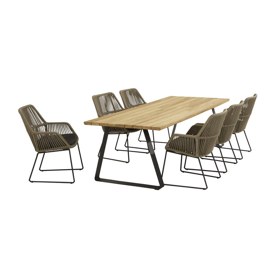 4 Seasons Ramblas Tuinstoel + Taste Basso Tuintafel 240 Cm. - 7 Delig - Afbeelding 2