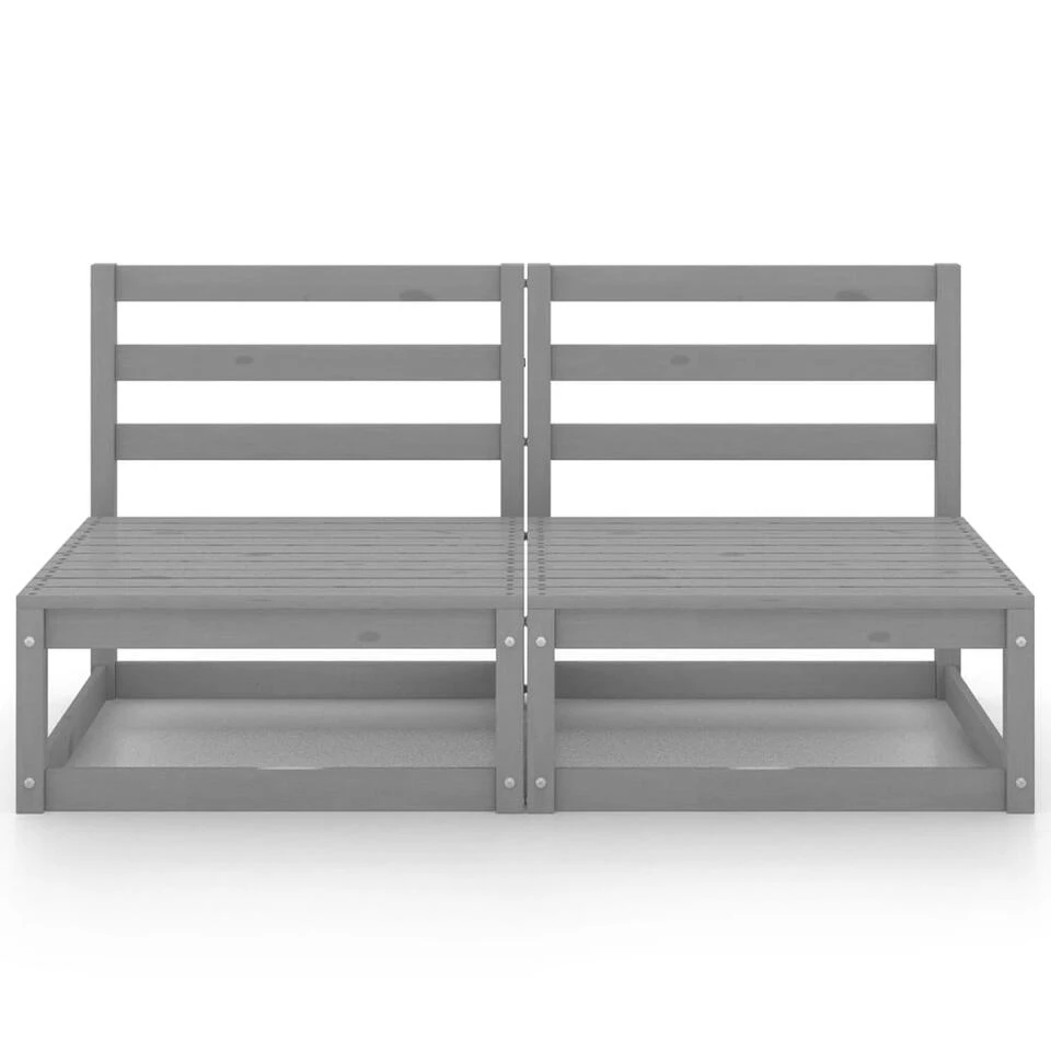 VidaXL Tuinbank 2-zits Massief Grenenhout Grijs - Afbeelding 3