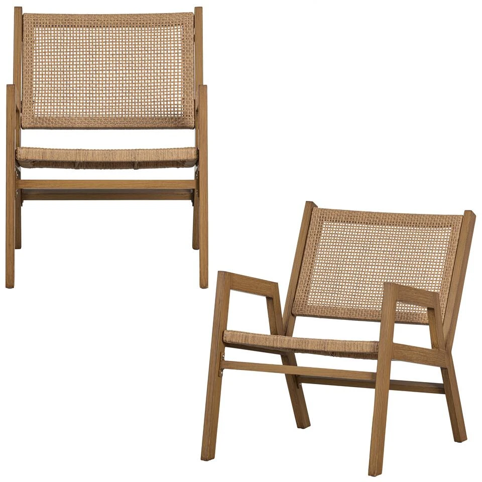 WOOOD Pem Fauteuil Outdoor - Aluminium - Naturel - Set Van 2 - Afbeelding 4