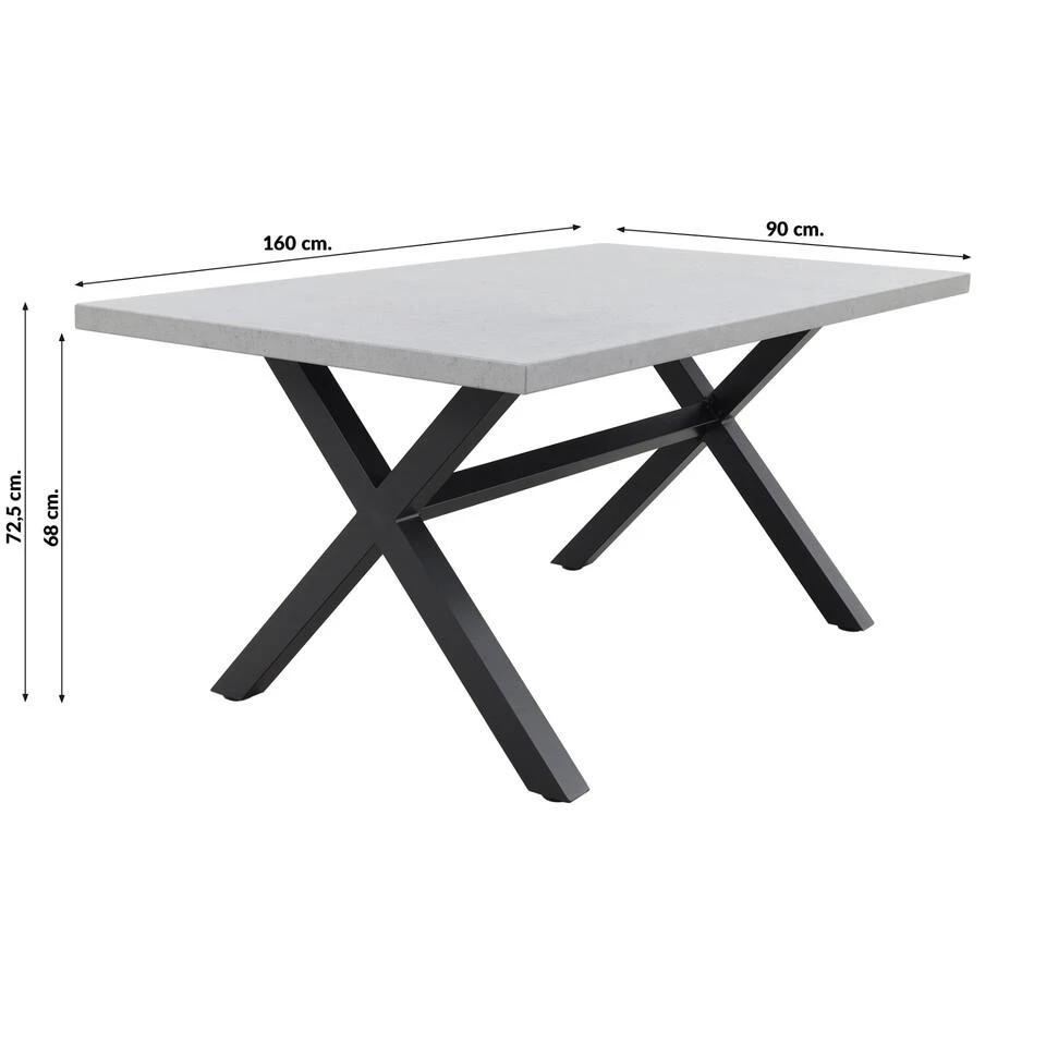 Verona Betonlook Tuintafel 160 X 90 Cm. - Black - Afbeelding 2