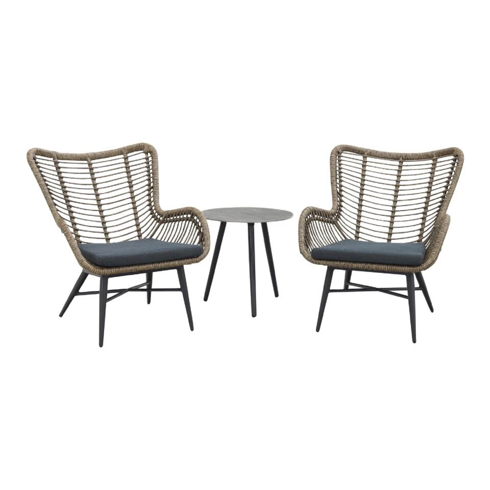 VDG Jasmine Loungestoelen Set Met Brasilia Bijzettafel - Natural