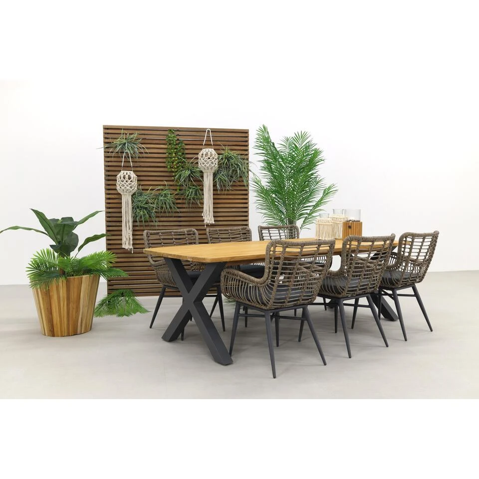 VDG Jasmine Natural / Sefa Tuintafel - Teak - Tuinset 7-delig - Afbeelding 2