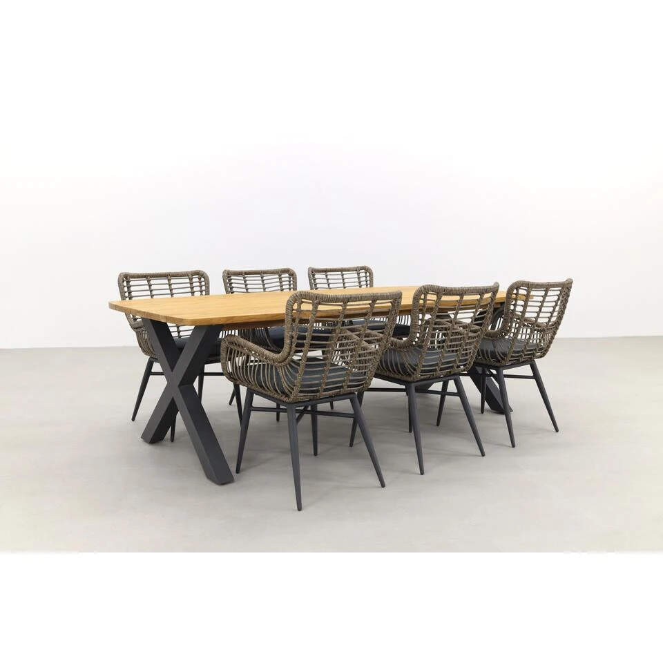 VDG Jasmine Natural / Sefa Tuintafel - Teak - Tuinset 7-delig - Afbeelding 3