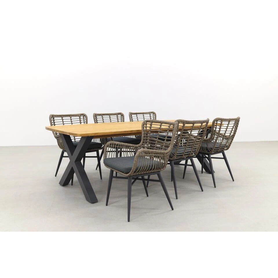 VDG Jasmine Natural / Sefa Tuintafel - Teak - Tuinset 7-delig - Afbeelding 4