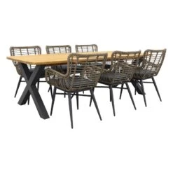 VDG Jasmine Natural / Sefa Tuintafel - Teak - Tuinset 7-delig