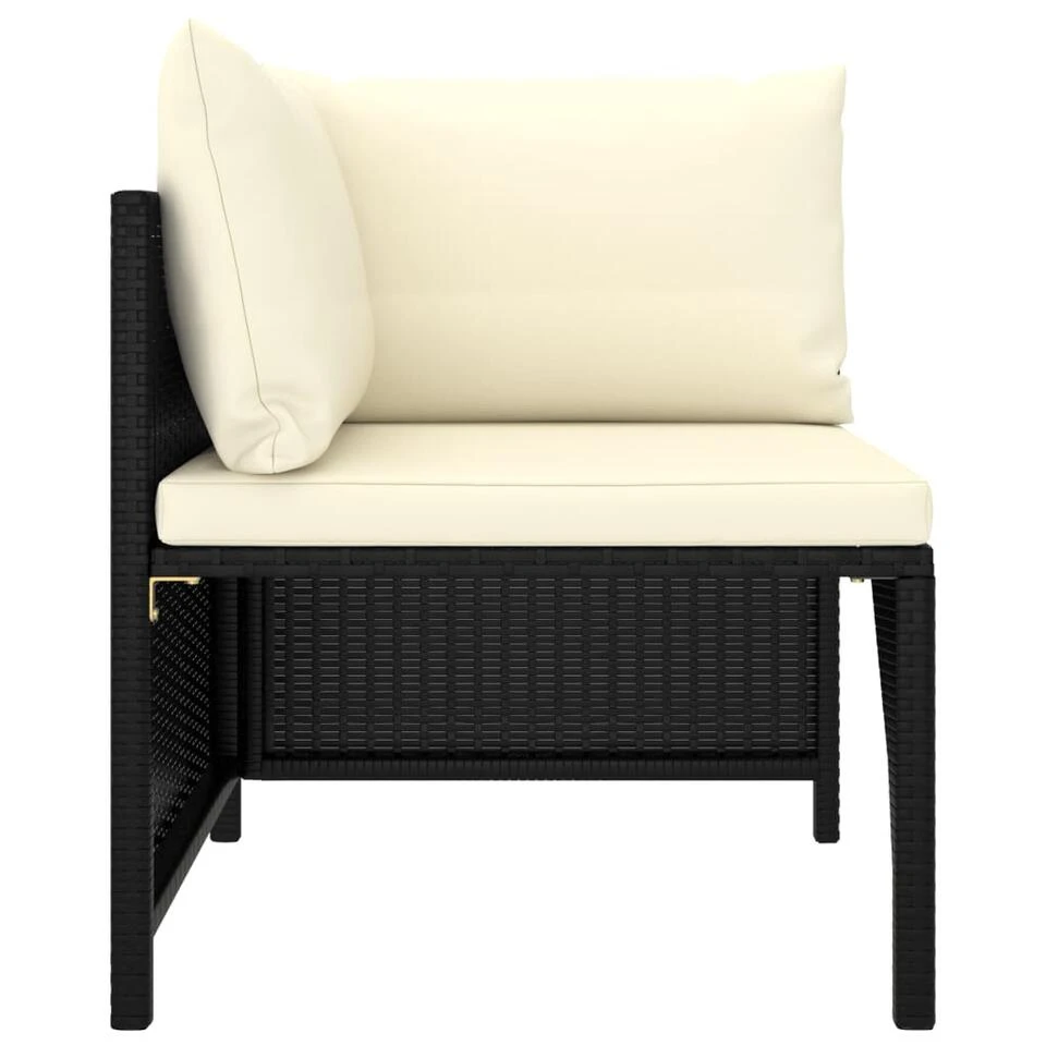 VidaXL 4-delige Loungeset Met Kussens Poly Rattan Zwart - Afbeelding 2