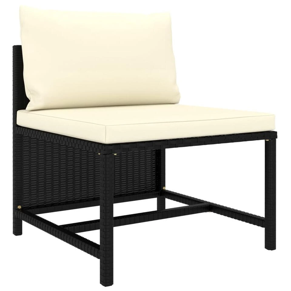 VidaXL 4-delige Loungeset Met Kussens Poly Rattan Zwart - Afbeelding 3