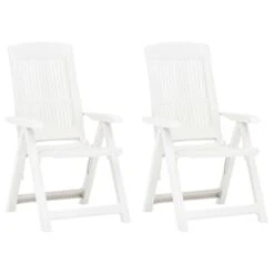 VidaXL Tuinstoelen 2 St Verstelbaar Kunststof Wit