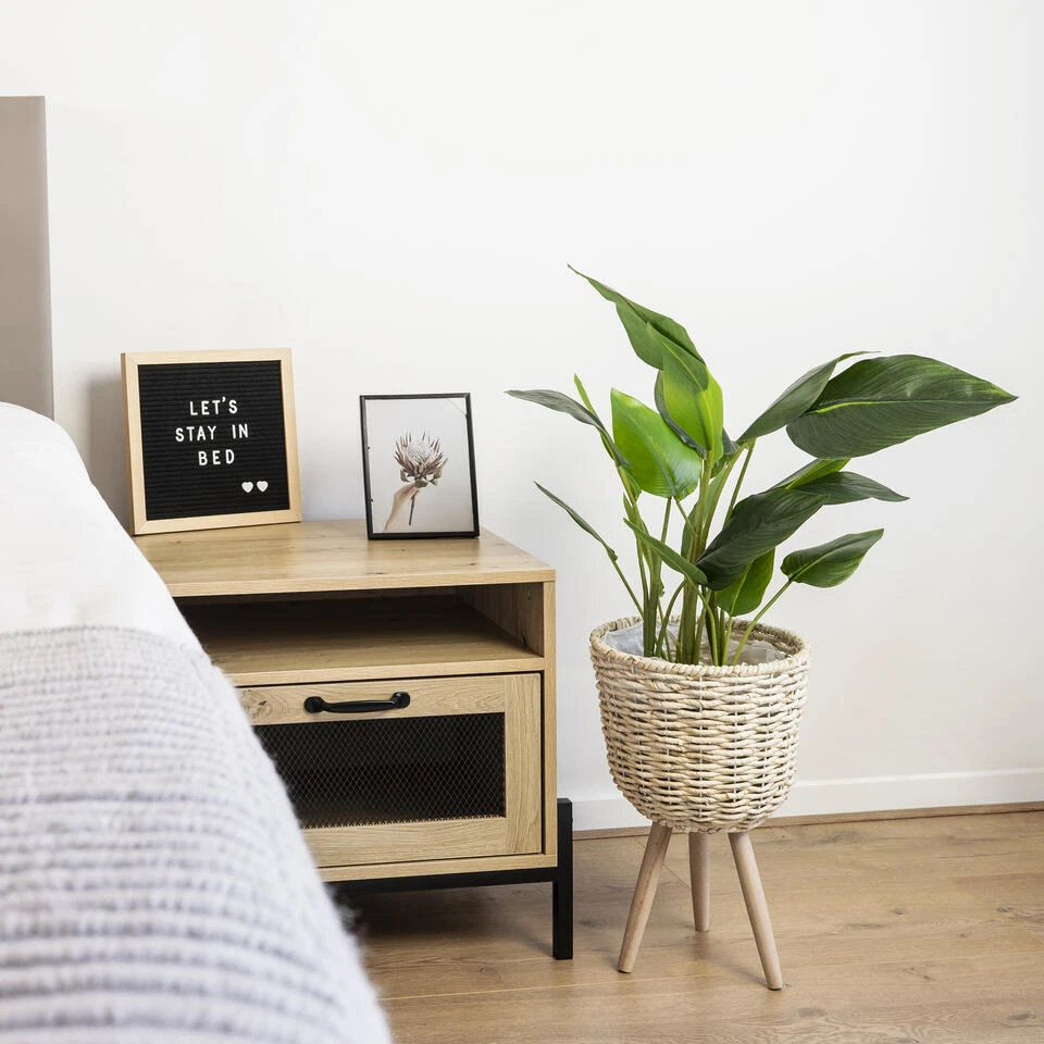 QUVIO Bloempot Geweven Op Driepoot - S - Afbeelding 2