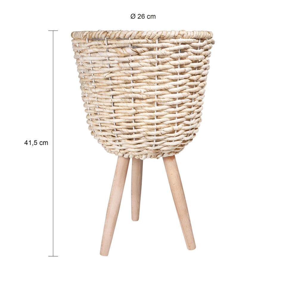 QUVIO Bloempot Geweven Op Driepoot - S - Afbeelding 3