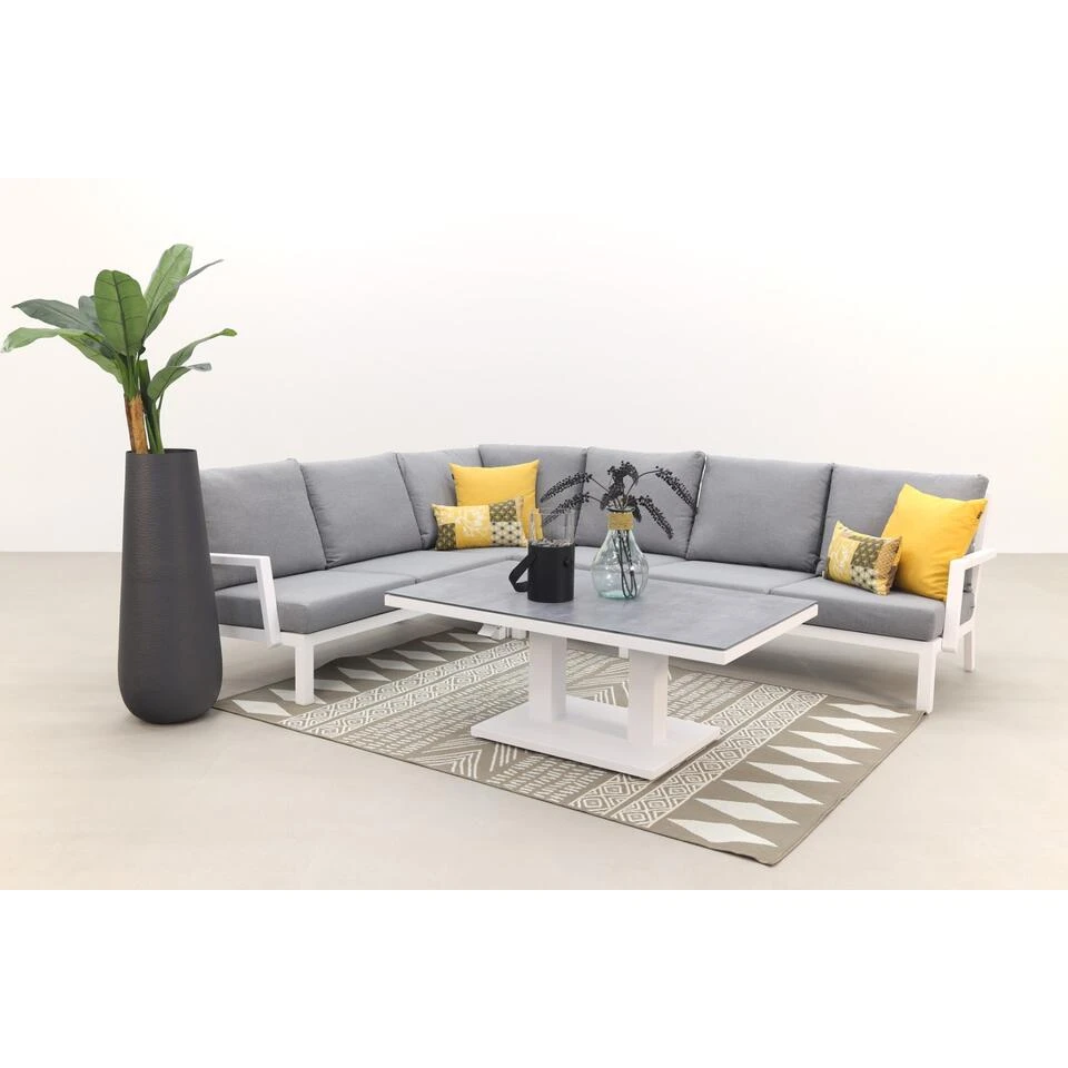 Rockford Aluminium Loungeset Wit 5-delig - Verstelbare Tafel - Afbeelding 3