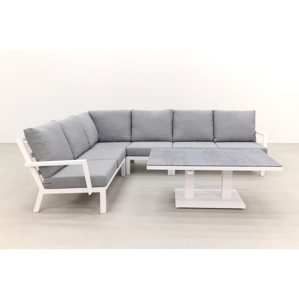 Rockford Aluminium Loungeset Wit 5-delig - Verstelbare Tafel - Afbeelding 4