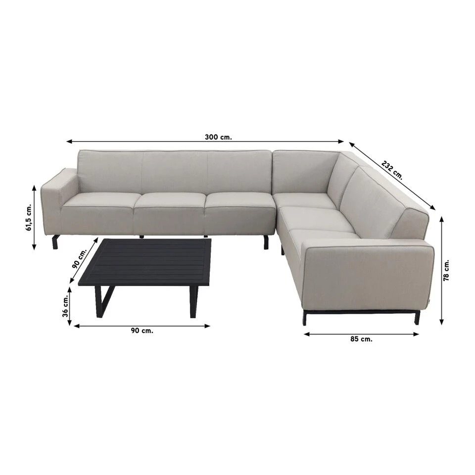 VDG Boavista/Cuba Sunbrella Loungeset - Nature Grey - 4-delig - Rechts - Afbeelding 3