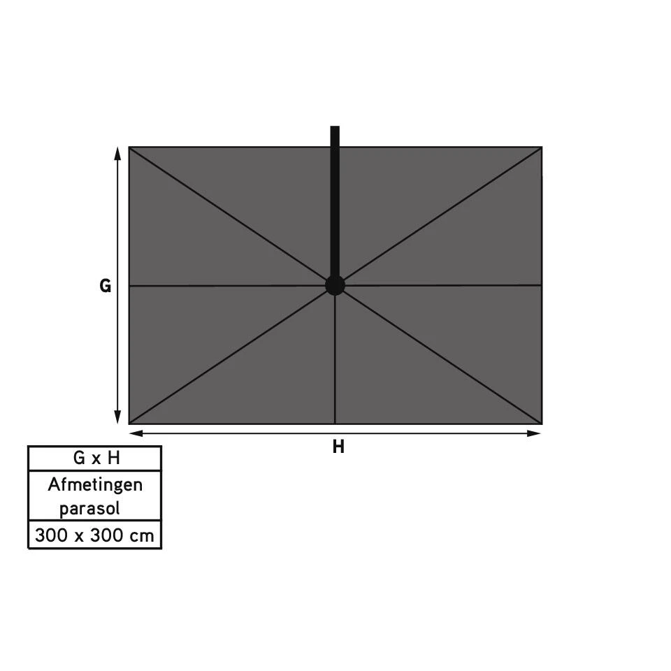 Platinum Challenger T1 Zweefparasol Premium 3x3 M. - Manhattan Grey - Afbeelding 4