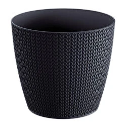 Prosperplast Plantenpot/bloempot - Kunststof - Antraciet - D22 X H19 Cm