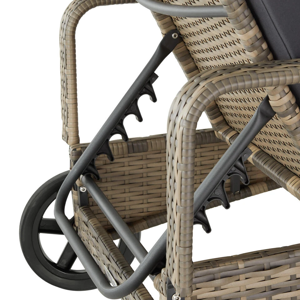 Tectake - Wicker Ligbed Cassis Zonnebed Ligstoel β Natuur - Afbeelding 4