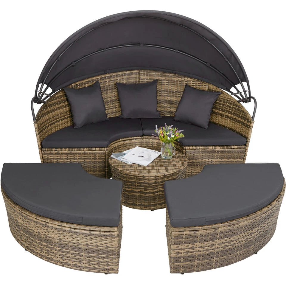 Tectake - Zonne-eiland Santorini - Ligbed - Wicker - Natuurkleur - Afbeelding 3