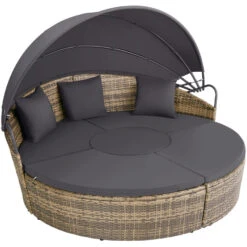 Tectake - Zonne-eiland Santorini - Ligbed - Wicker - Natuurkleur