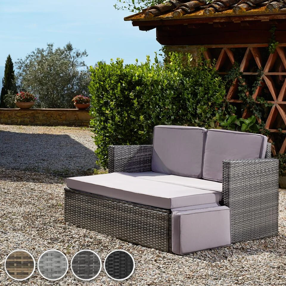 Tectake - Wicker Loungesofa Corfu - Zwart - Afbeelding 2
