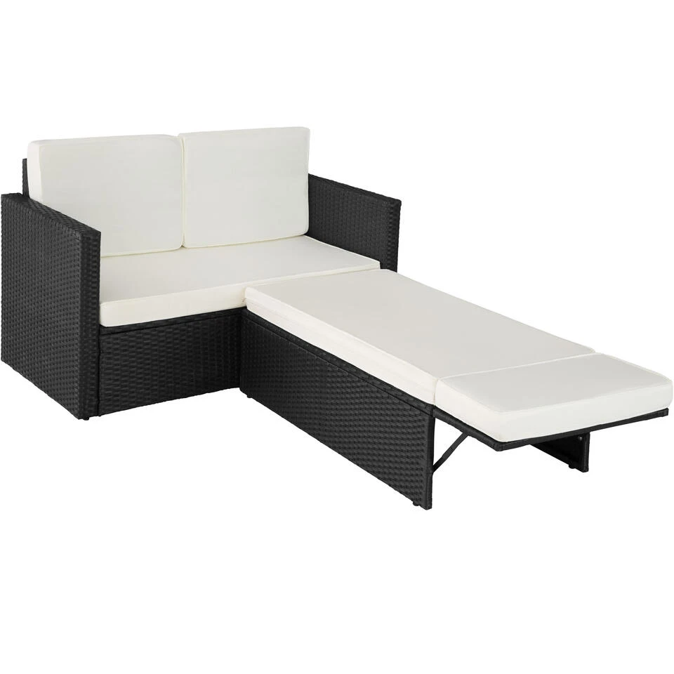 Tectake - Wicker Loungesofa Corfu - Zwart - Afbeelding 3