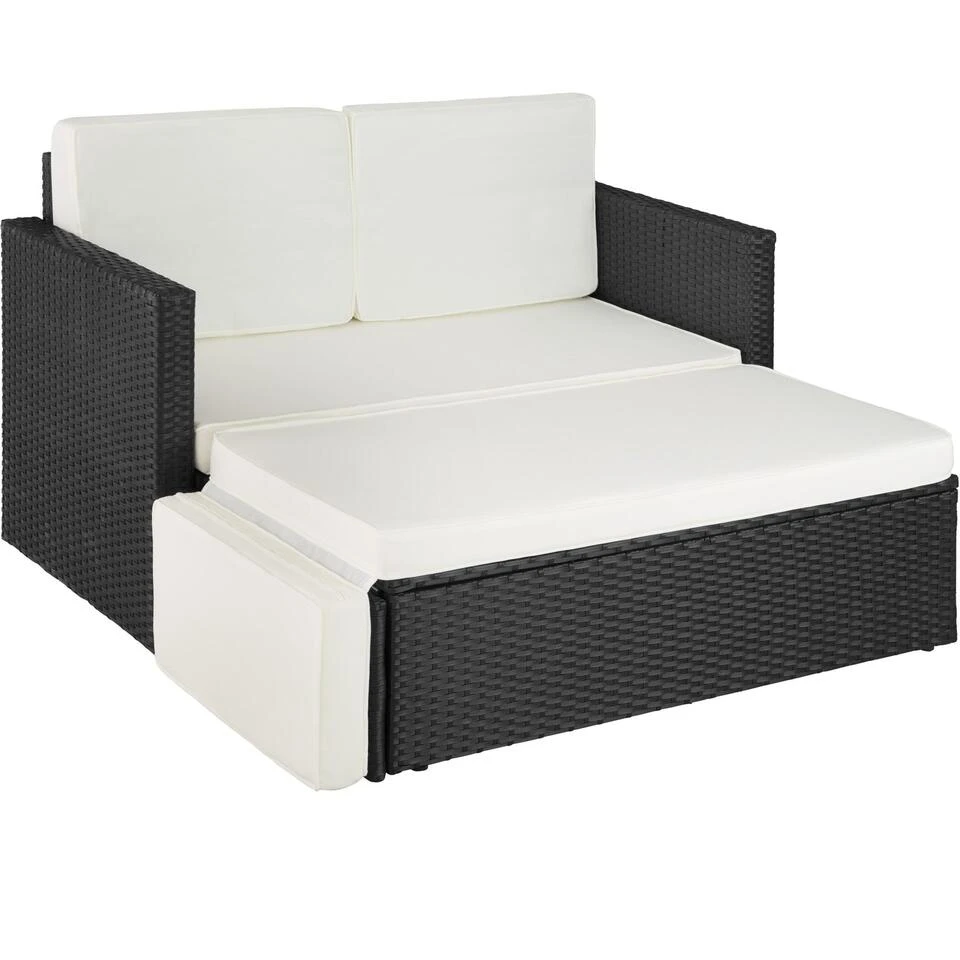 Tectake - Wicker Loungesofa Corfu - Zwart