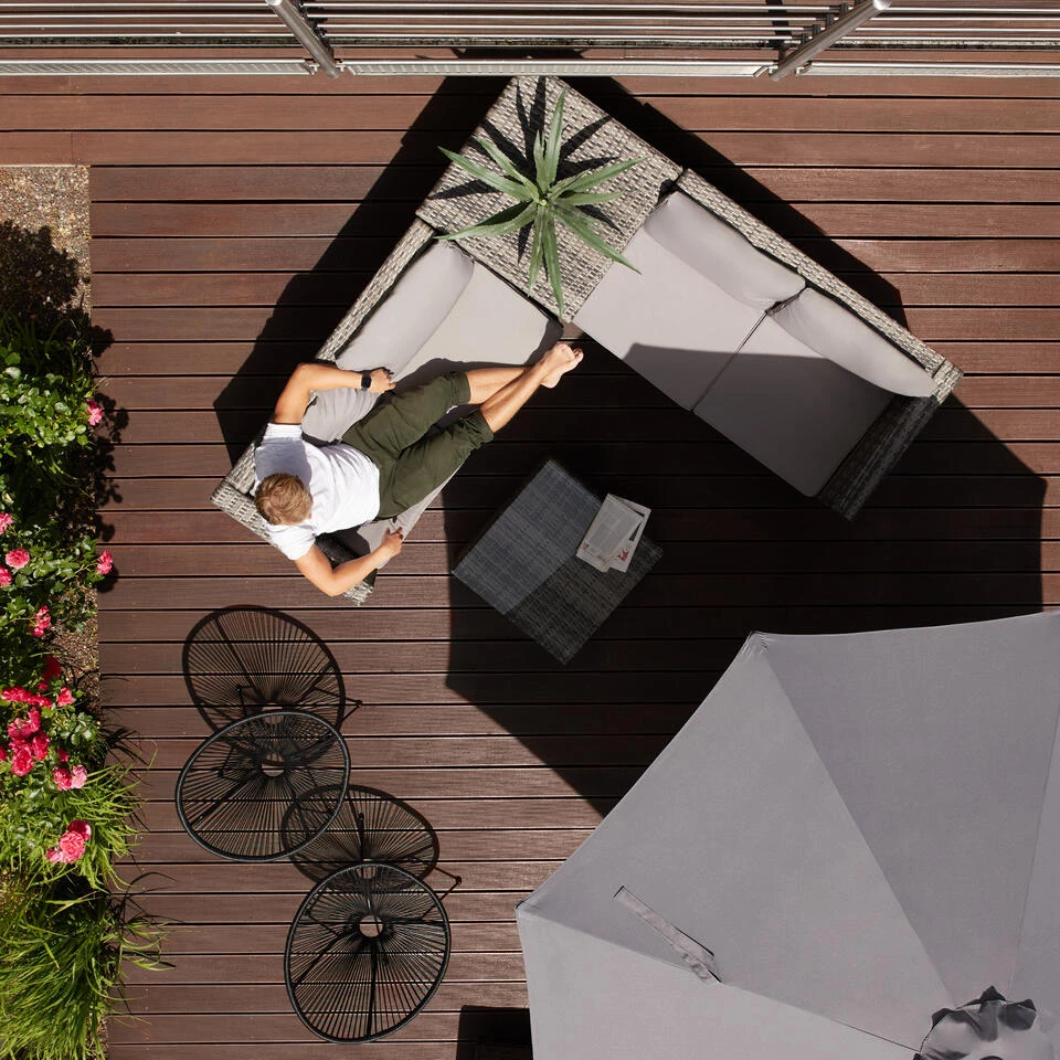 Tectake - Loungeset Siena - Wicker - Grijs - Afbeelding 2