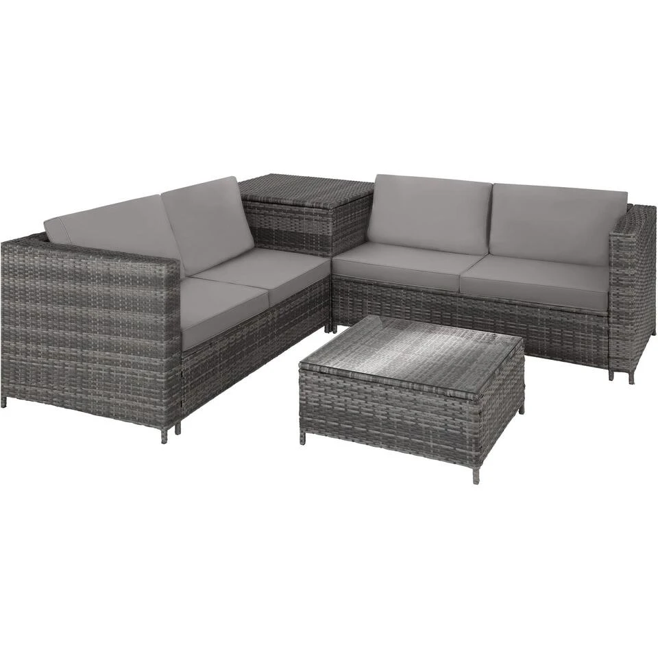 Tectake - Loungeset Siena - Wicker - Grijs