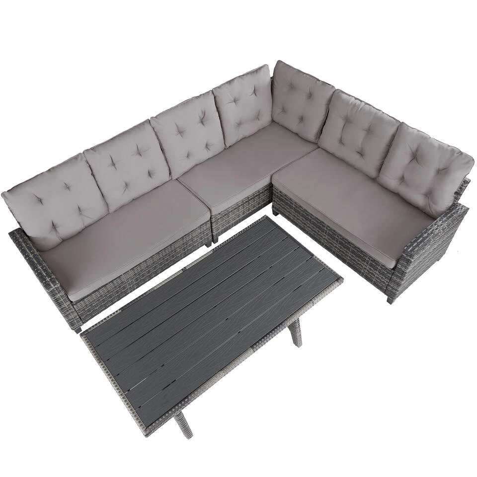 Tectake - Loungeset Catania - Wicker - Grijs - Afbeelding 4