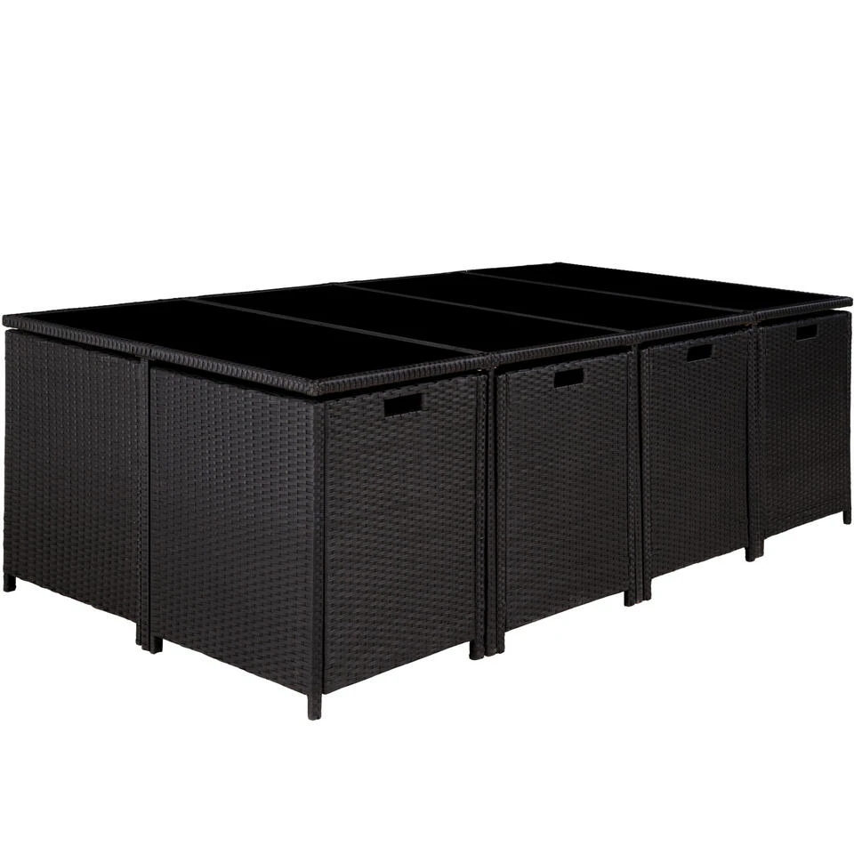 Tectake - Luxe Wicker Zitgroep Palma 8+4+1 - Zwart/beige - Afbeelding 2