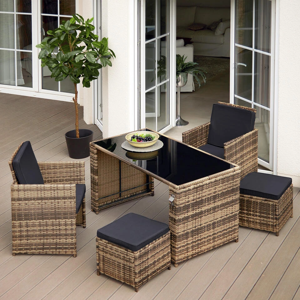Tectake - Zitgroep Palermo - Wicker Meubelset - Natuurkleur - Afbeelding 2