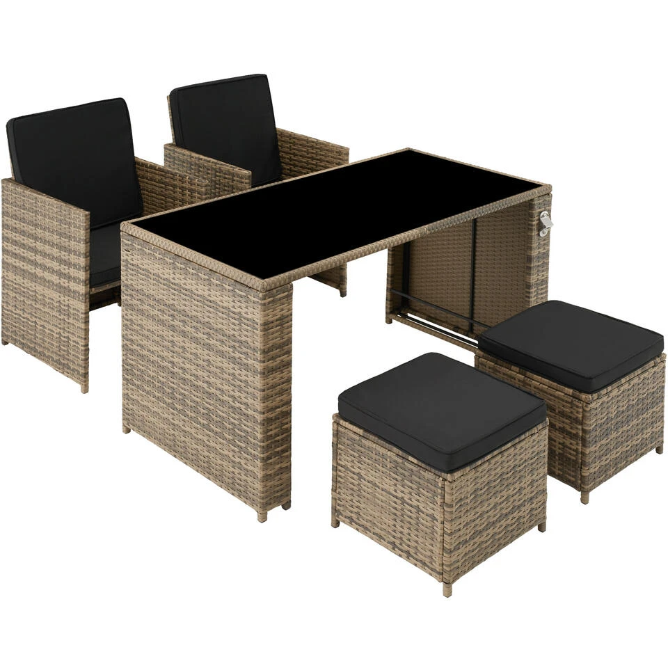 Tectake - Zitgroep Palermo - Wicker Meubelset - Natuurkleur - Afbeelding 4