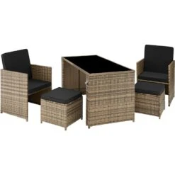 Tectake - Zitgroep Palermo - Wicker Meubelset - Natuurkleur