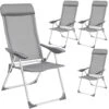 Tectake - Kampeerstoelen - Campingstoel - Tuinstoel - Set Van 4 - Grijs
