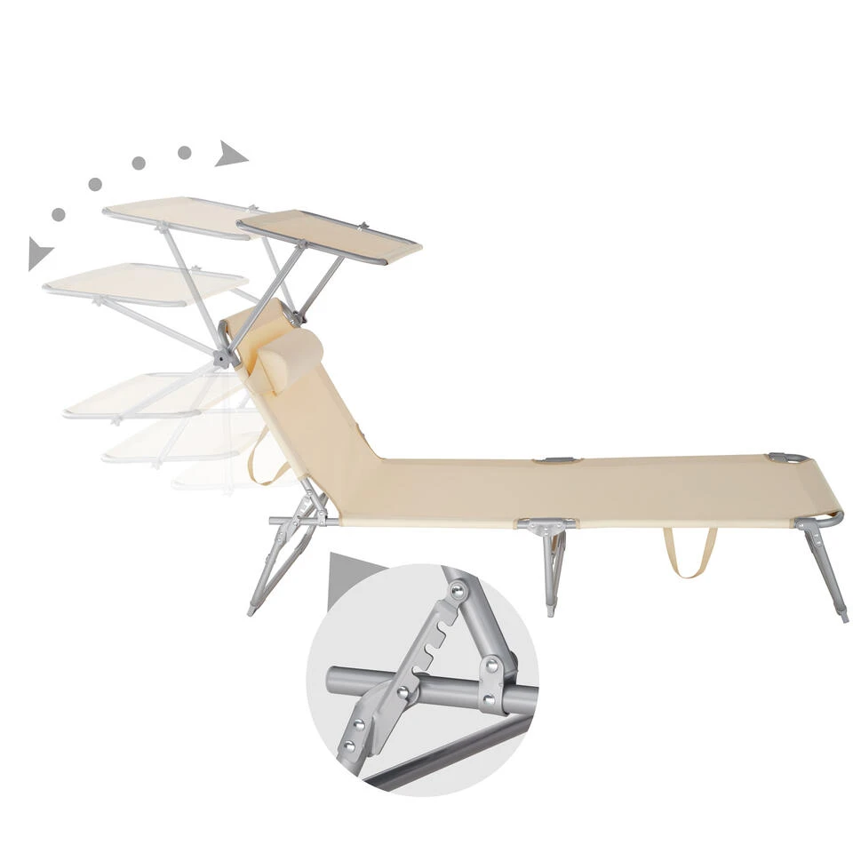 Tectake - Zonnestoel Chloe - Ligbed - Beige - Afbeelding 4