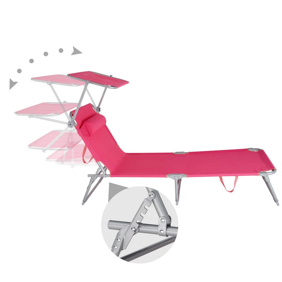 Tectake - Zonnestoel Chloe - Ligbed - Pink - Afbeelding 4