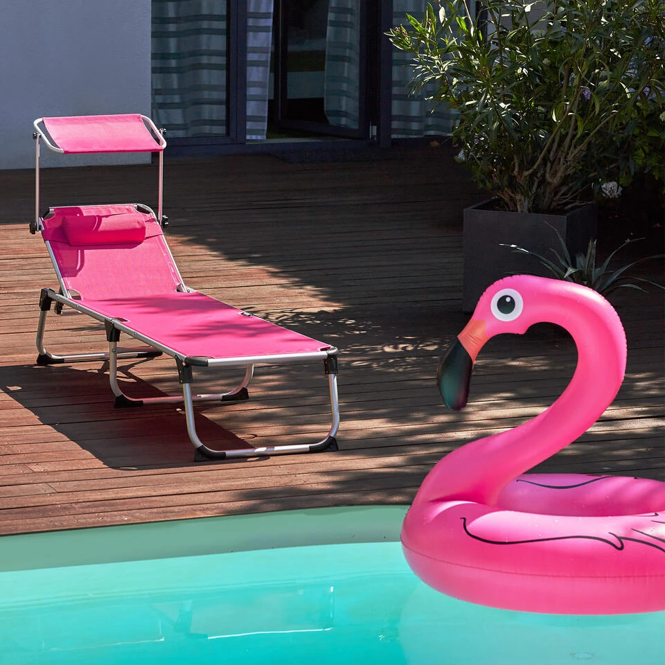 Tectake - Ligbed Zonnestoel Aurelie - Grijs Gemeleerd - Afbeelding 3