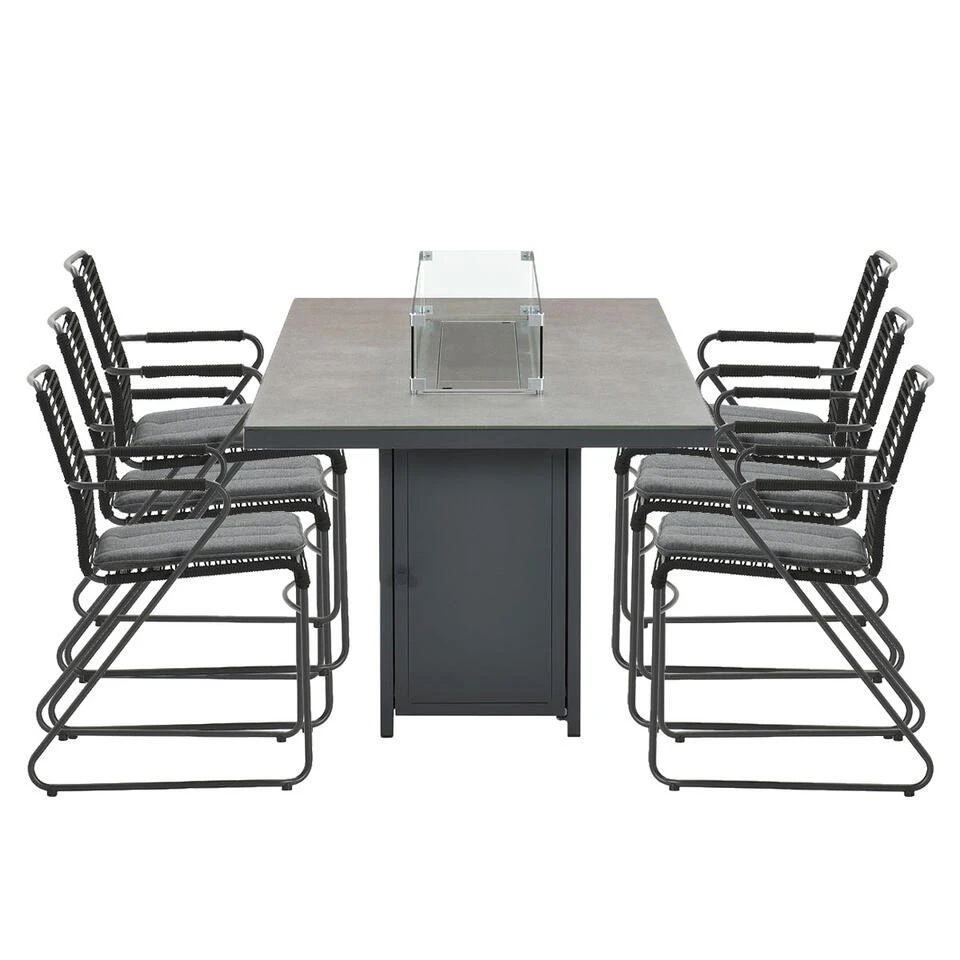 Garden Impressions Tuinset Mason Zwart - Elnes Vuur Tuintafel